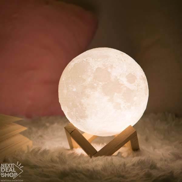Luminária Lua 3D LED Recarregável – Toque com Ajuste de Brilho